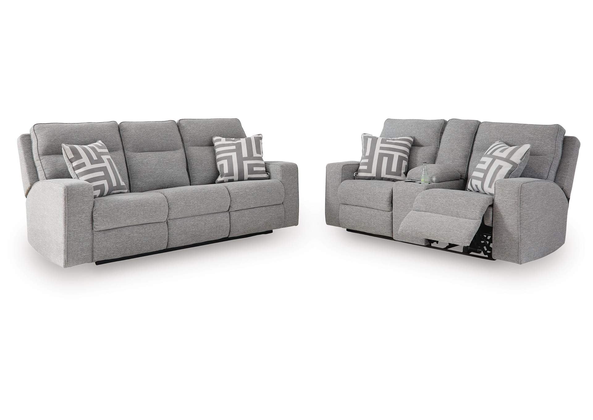 Biscoe Performance Fabric Dual Power Reclining Sofa and Loveseat