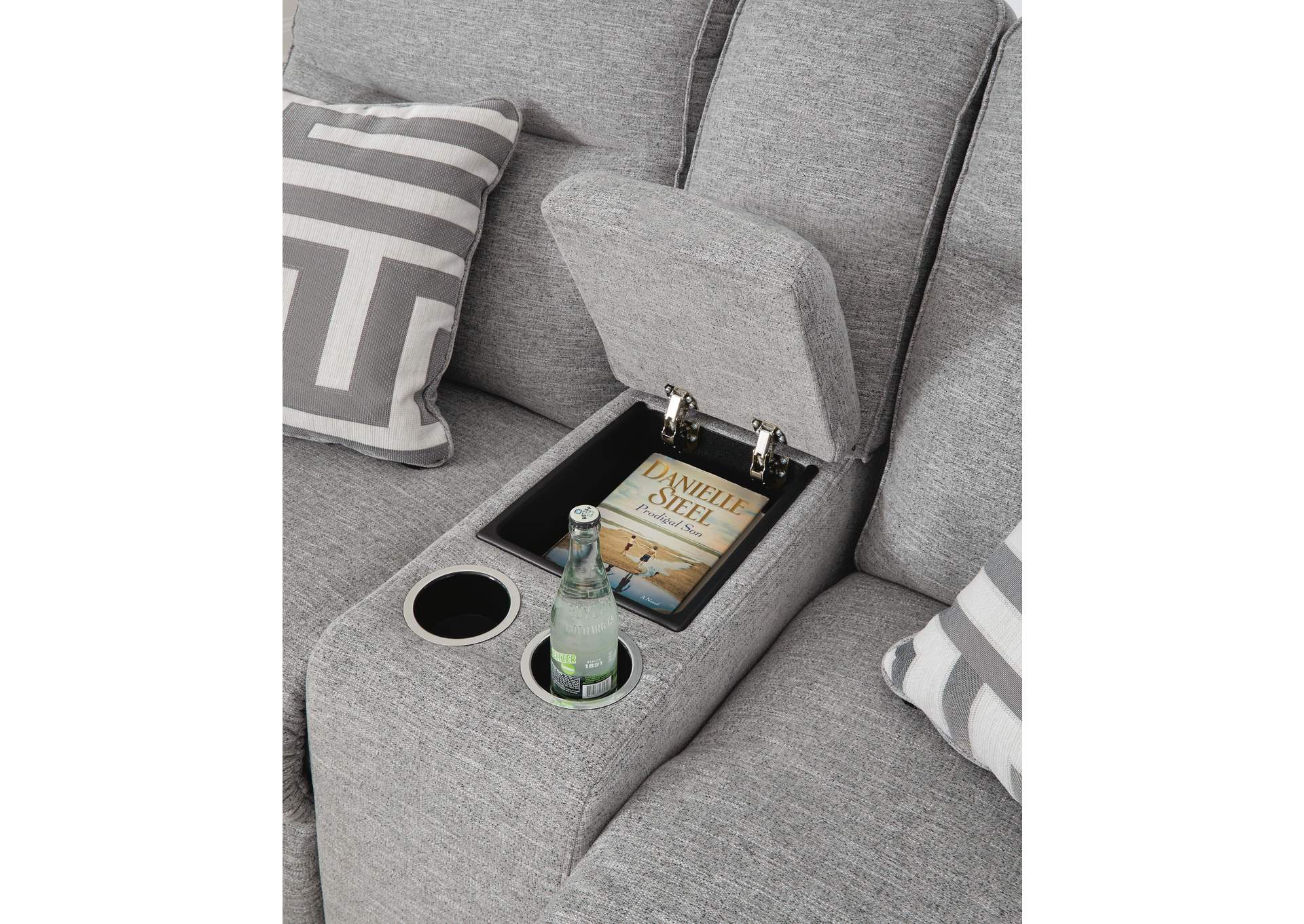 Biscoe Performance Fabric Dual Power Reclining Sofa and Loveseat fabric detail