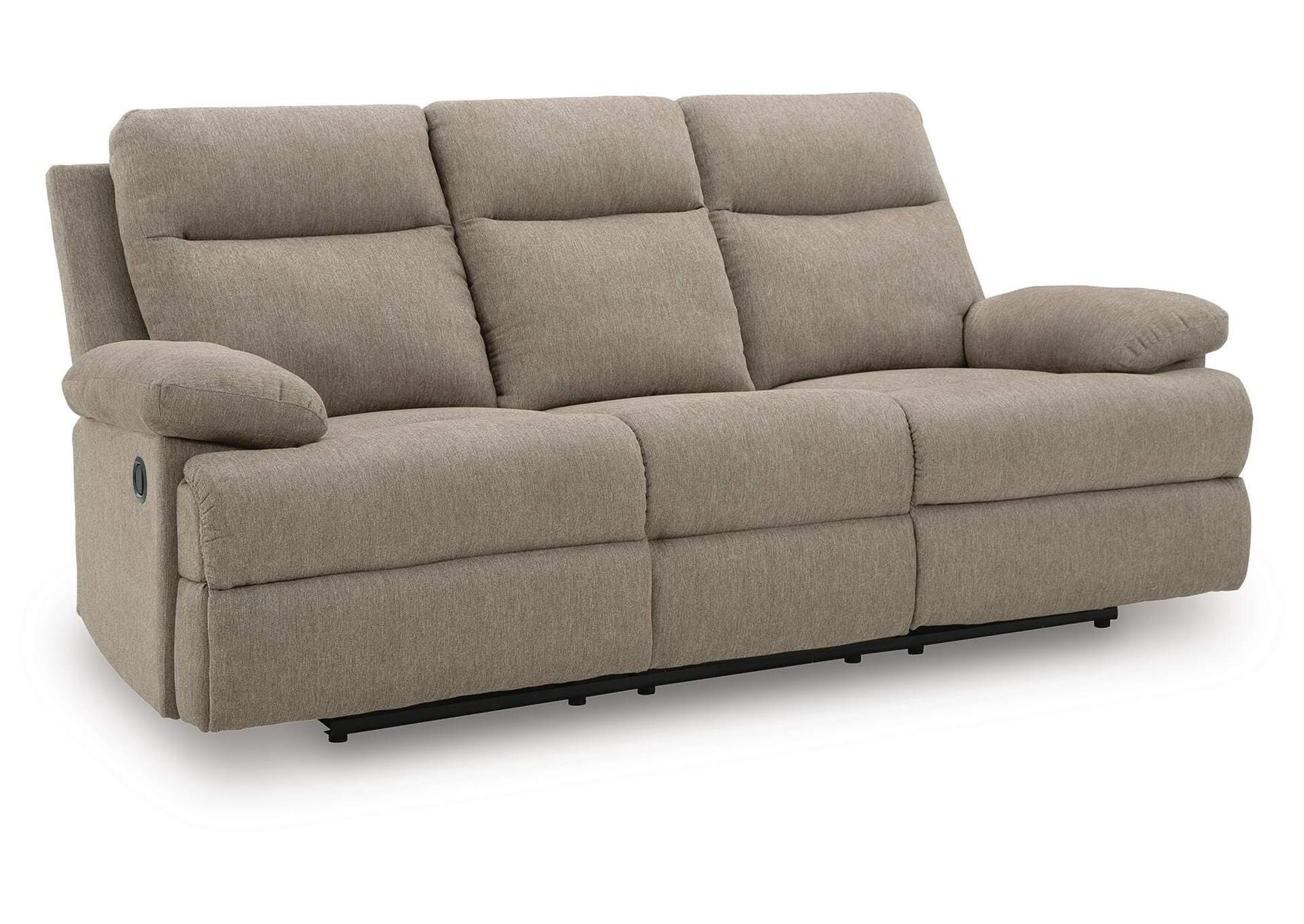 Side-Swipe Reclining Sofa with Drop Down Table side view