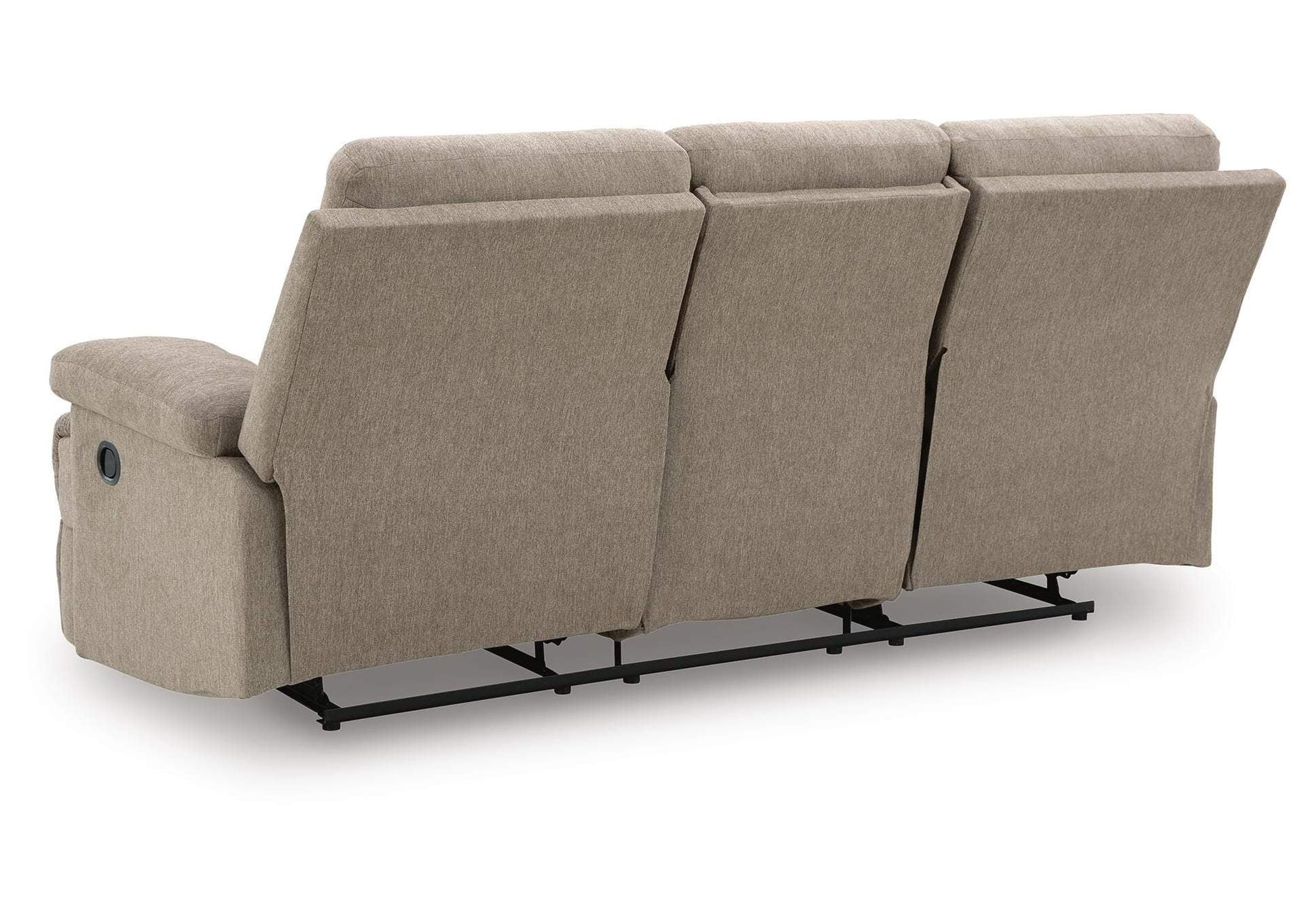 Side-Swipe Reclining Sofa with Drop Down Table side view