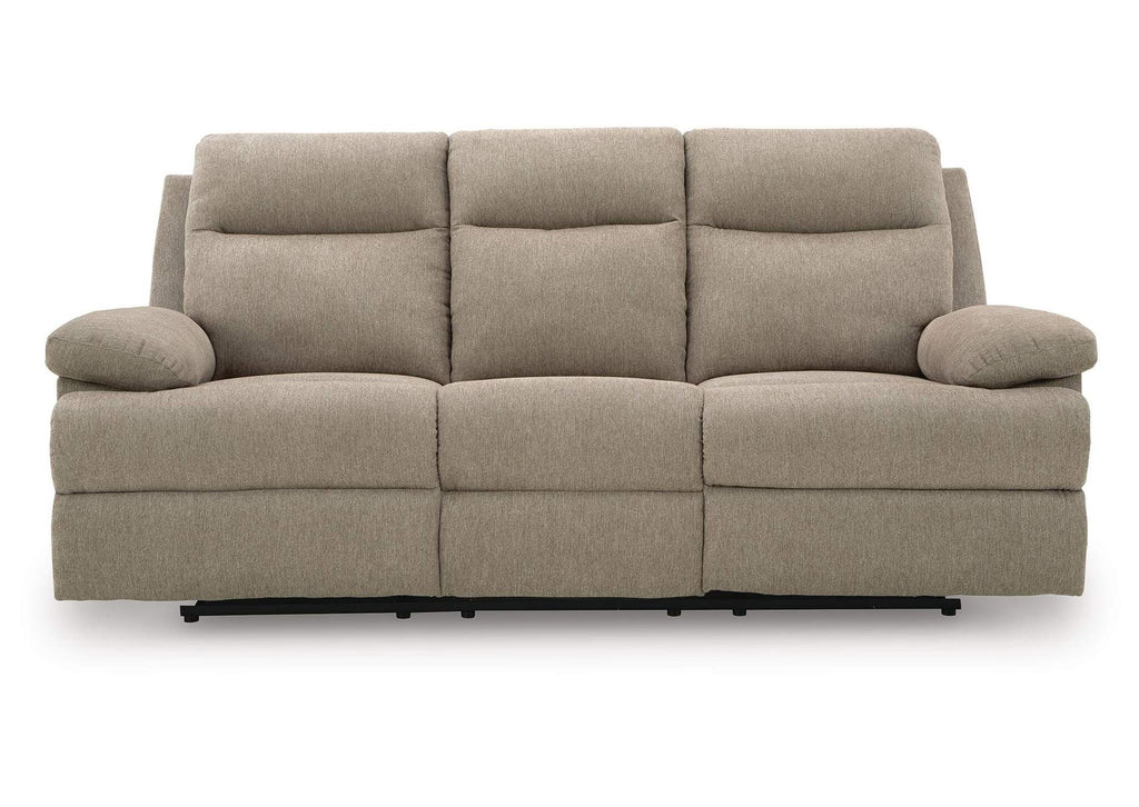 Side-Swipe Reclining Sofa with Drop Down Table side view