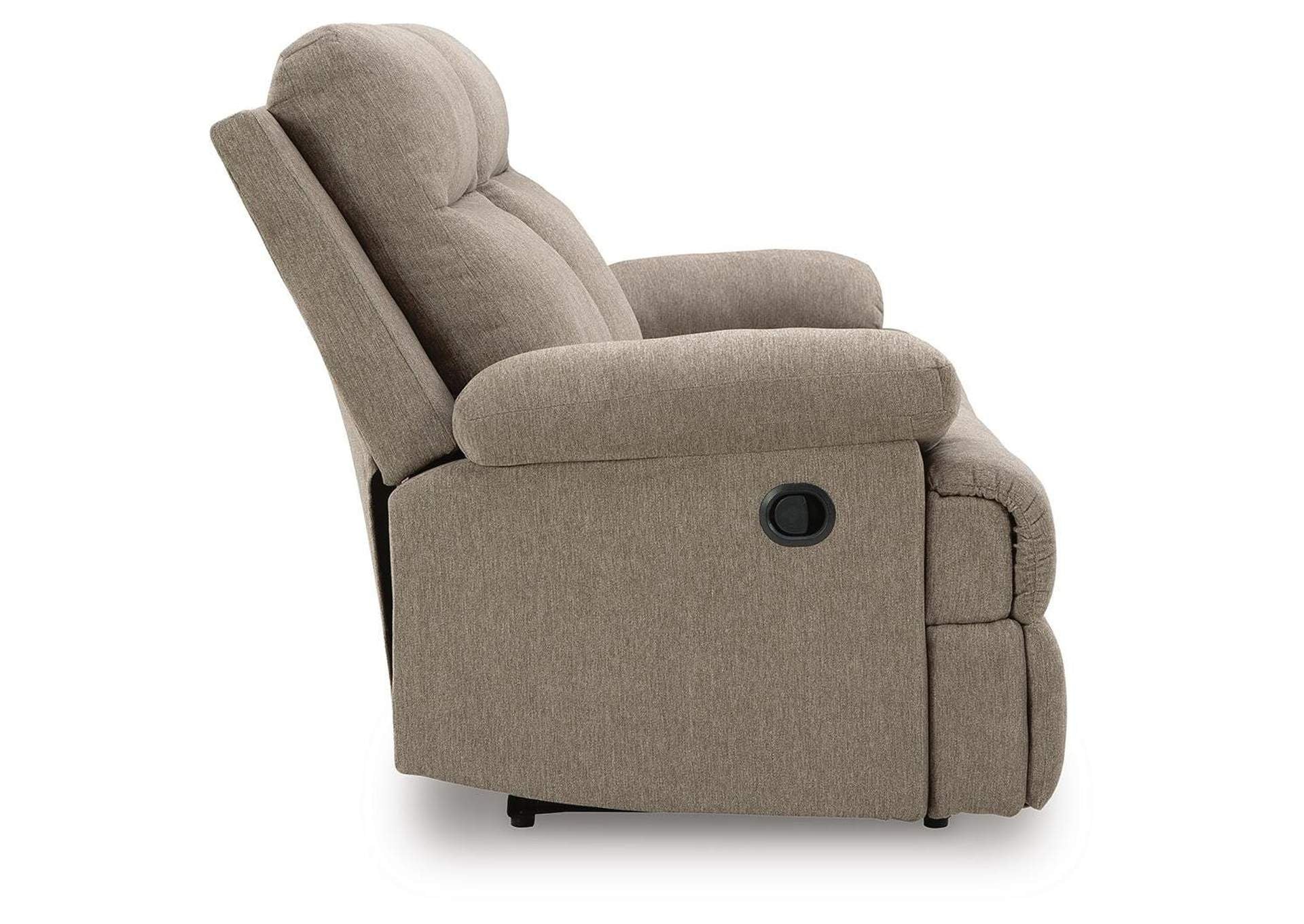 Side-Swipe Reclining Sofa with Drop Down Table side view