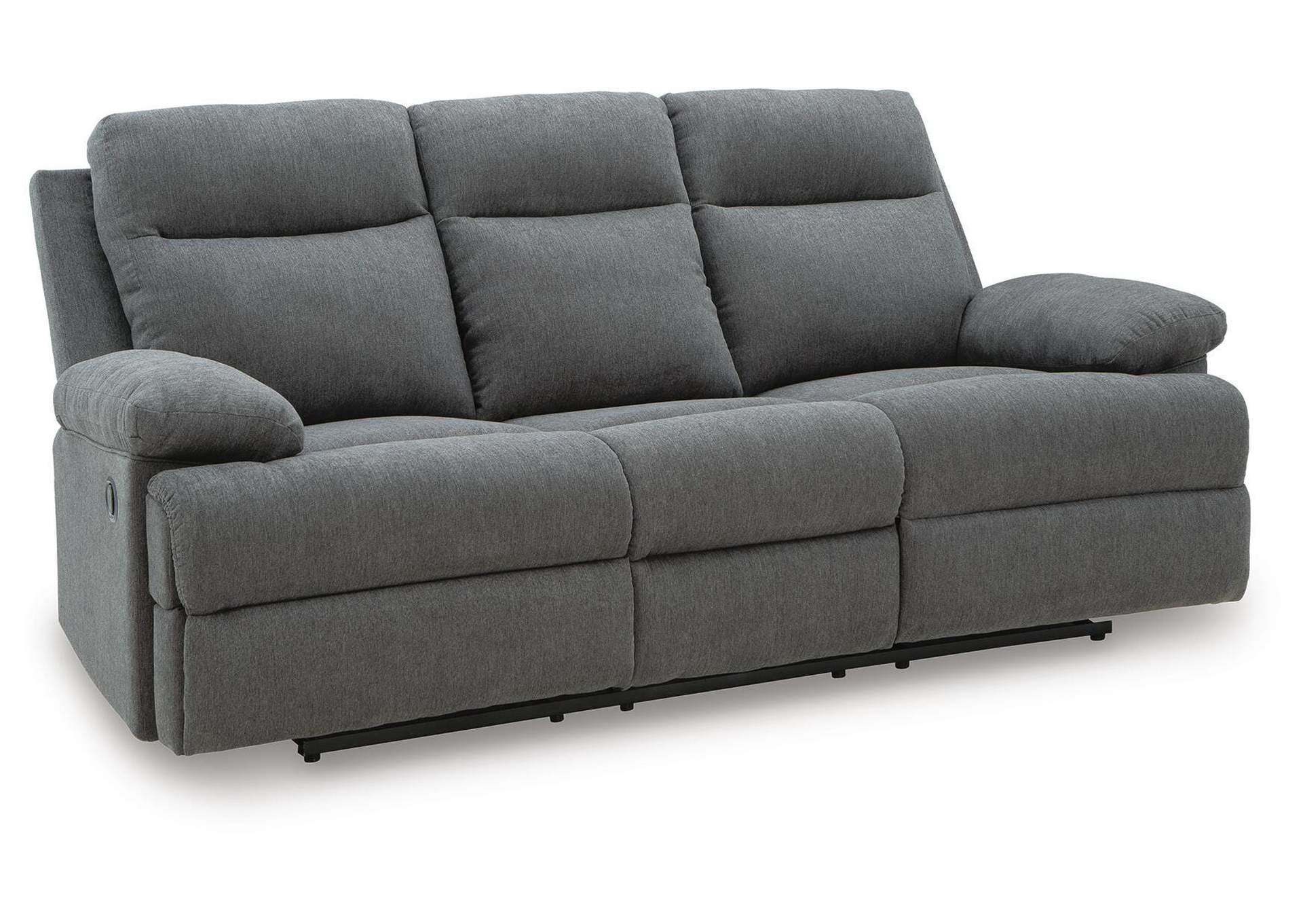 Side-Swipe Reclining Sofa with Drop Down Table side view
