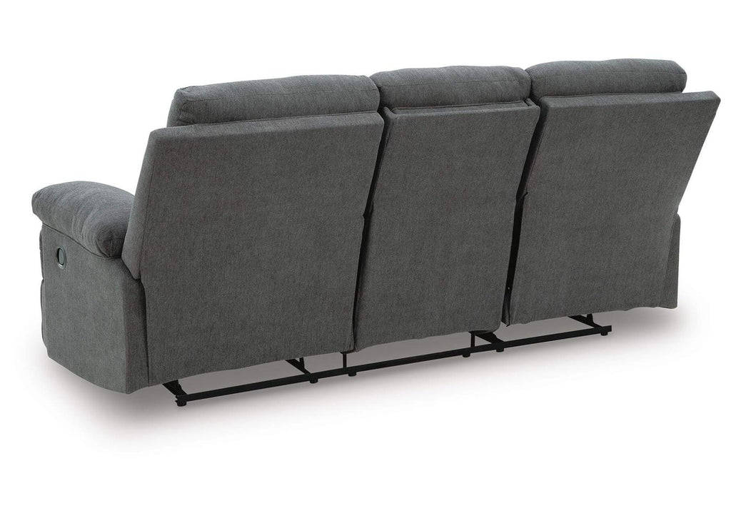 Side-Swipe Reclining Sofa with Drop Down Table side view