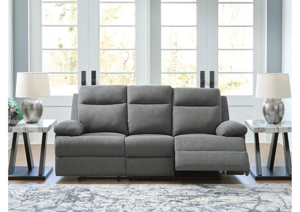Side-Swipe Reclining Sofa with Drop Down Table side view