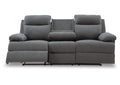 Side-Swipe Reclining Sofa with Drop Down Table