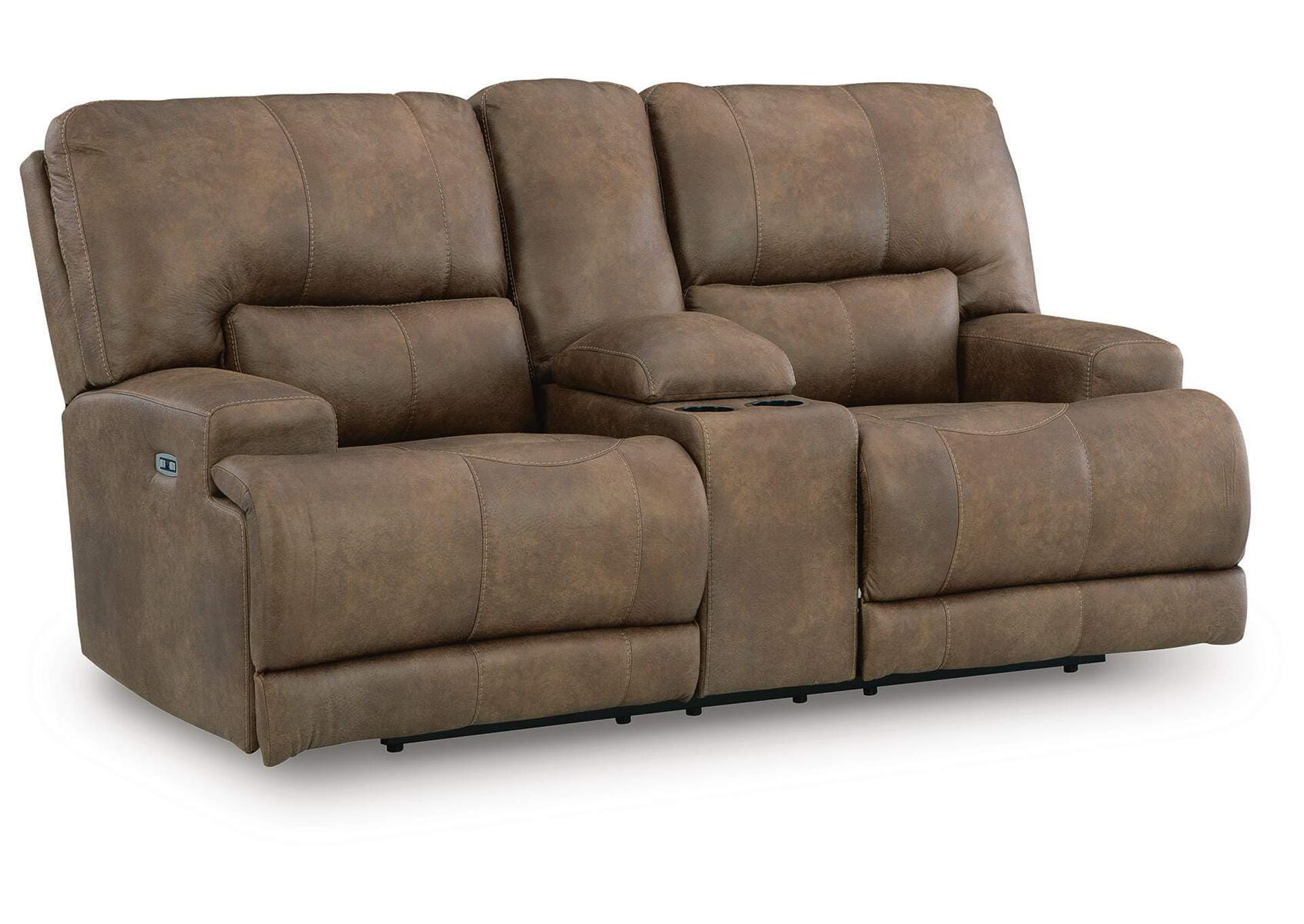 Beckley Place Power Reclining Loveseat with Console angled view
