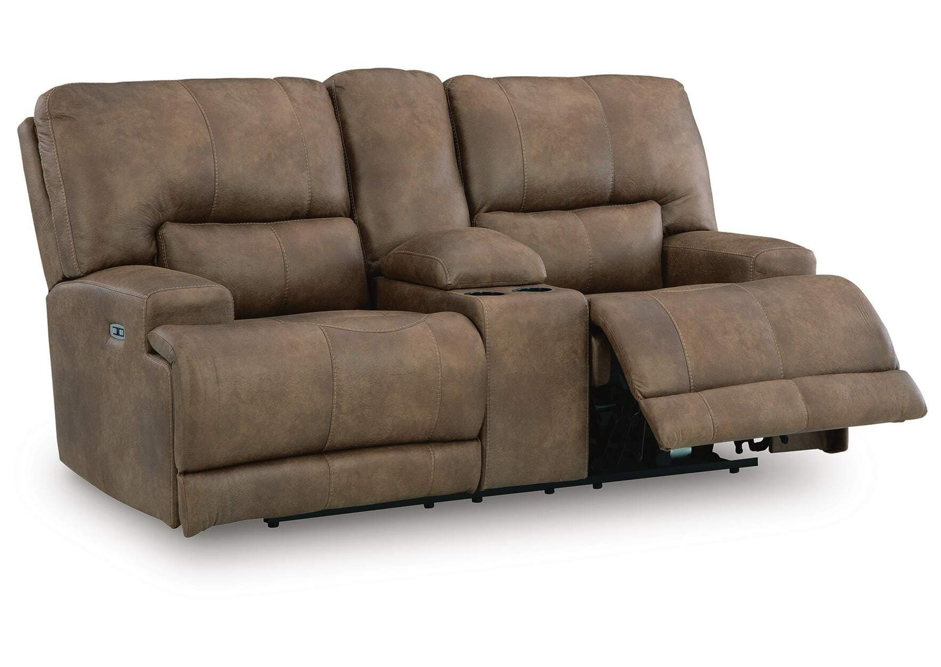 Beckley Place Power Reclining Loveseat with Console angled view