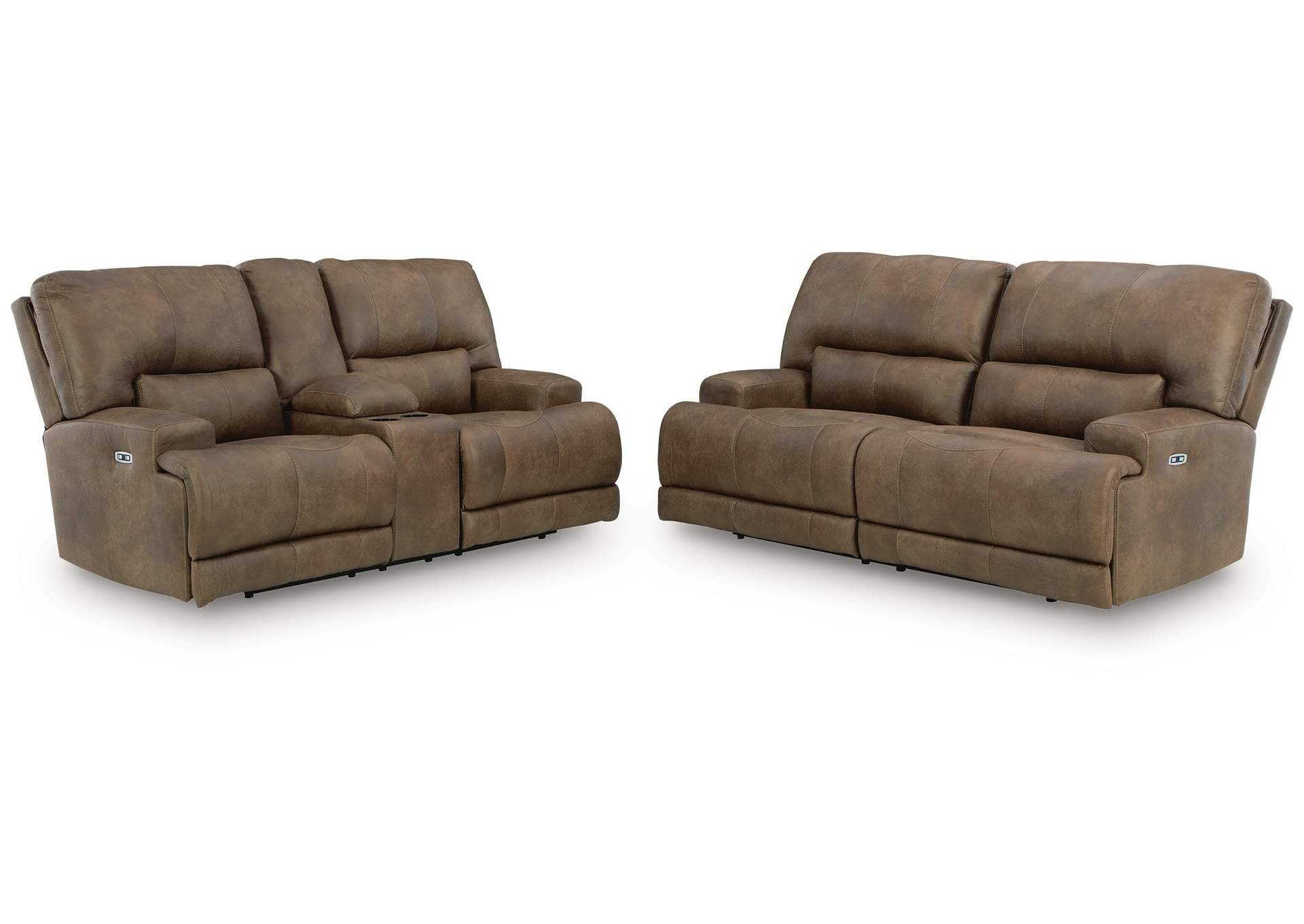 Time-Piece Dual Power Reclining Sofa and Loveseat Set