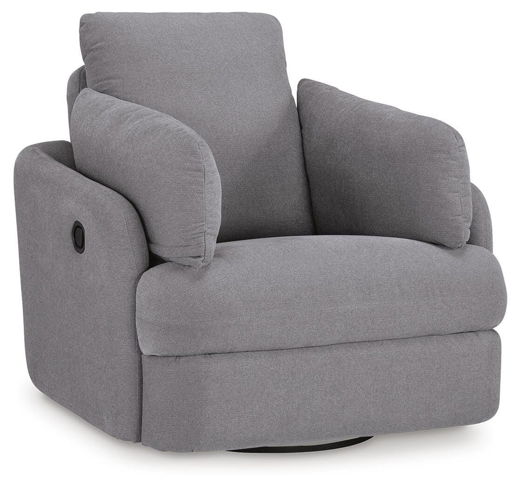 Modmax Swivel Glider Recliner in Granite, closed view