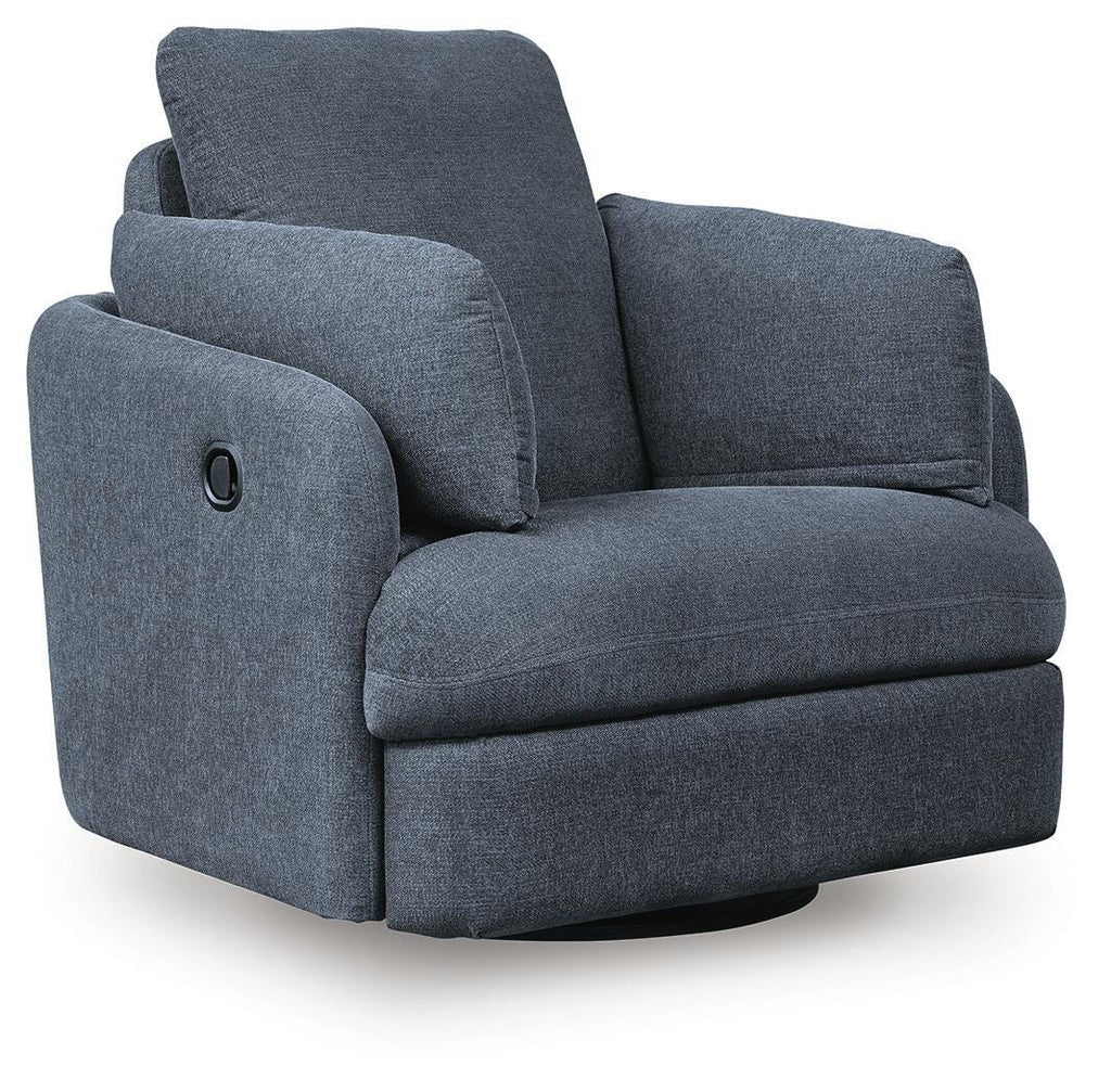 Modmax Swivel Glider Recliner in Ink, closed view