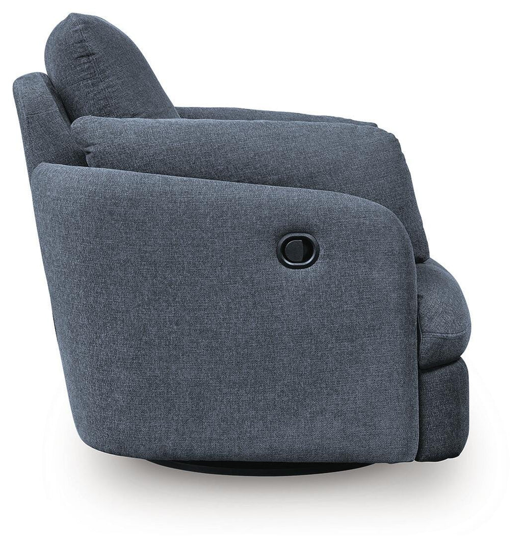 Modmax Swivel Glider Recliner in Ink, side view