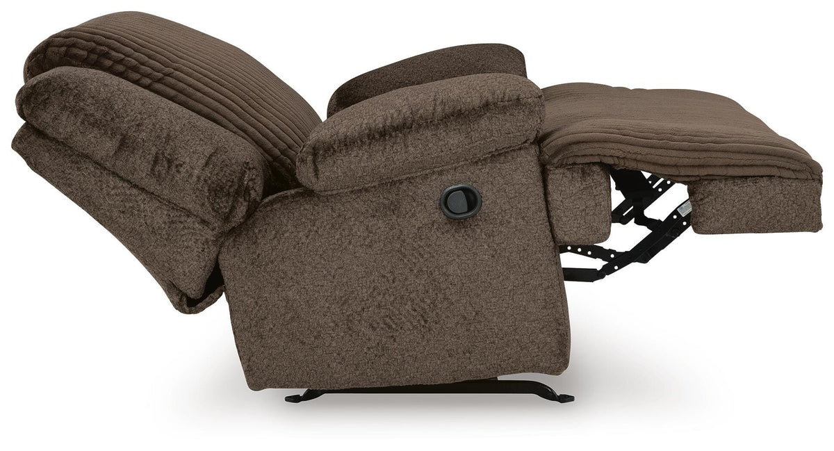 Top Tier Recliner in Chocolate, side view