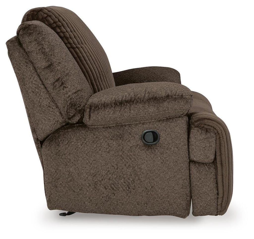 Top Tier Recliner in Chocolate, side view