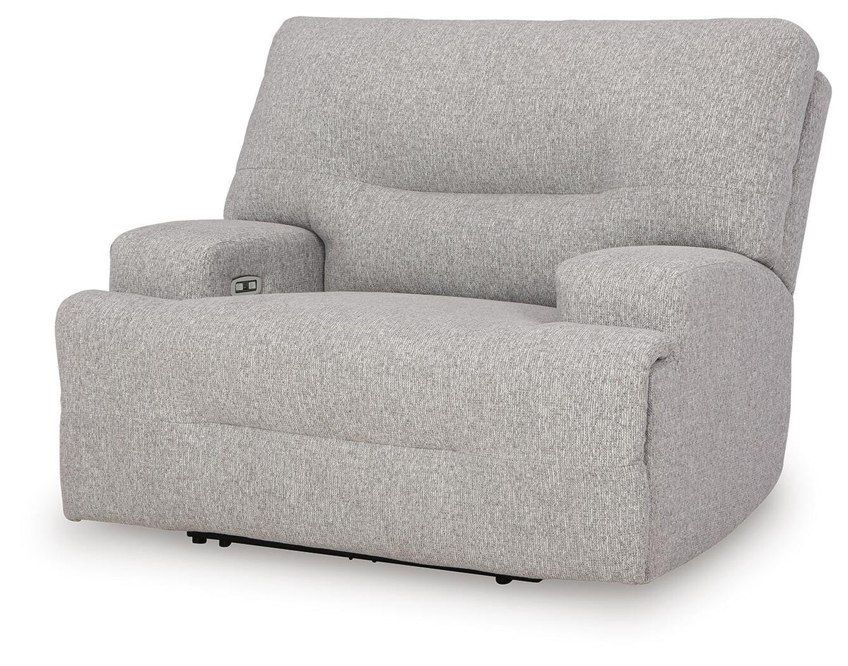 Acklen Place Oversized Power Recliner in Pewter, closed view