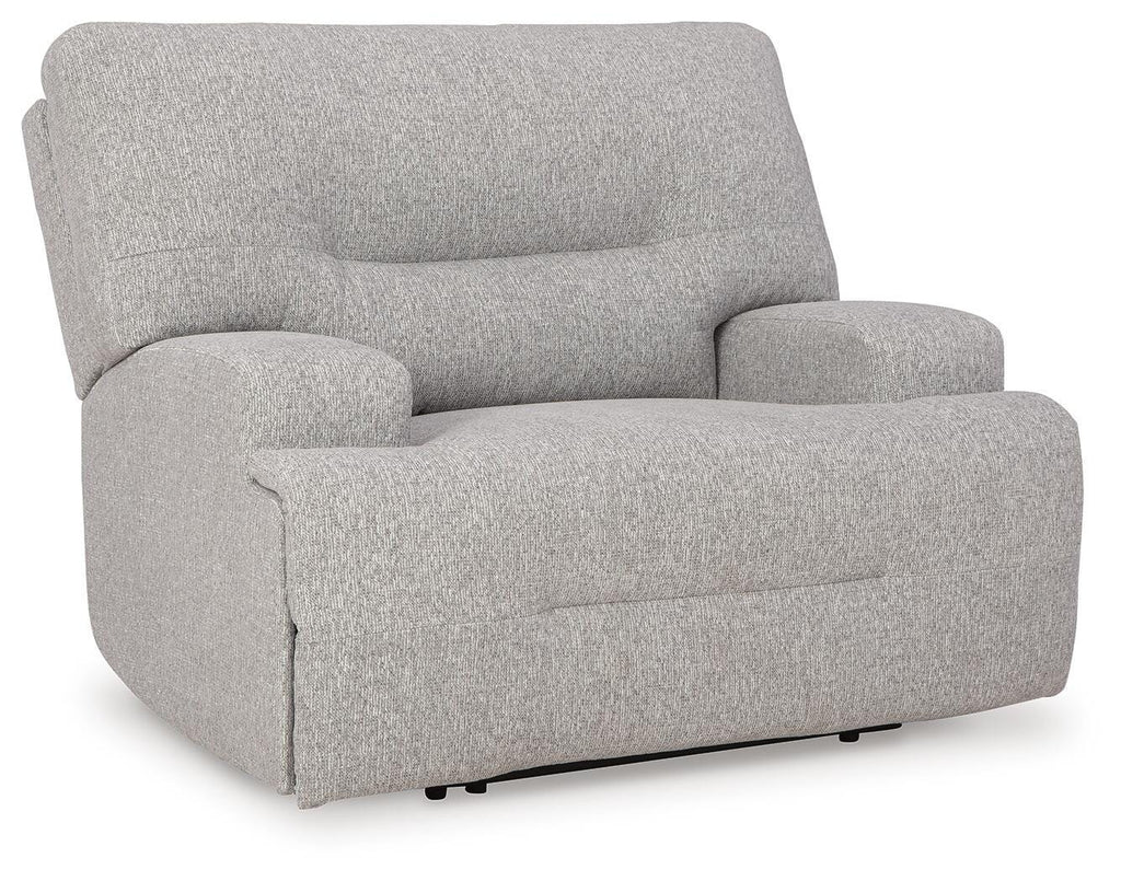 Acklen Place Oversized Power Recliner in Pewter, closed view