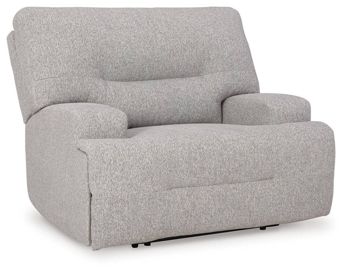 Acklen Place Oversized Power Recliner in Pewter, closed view