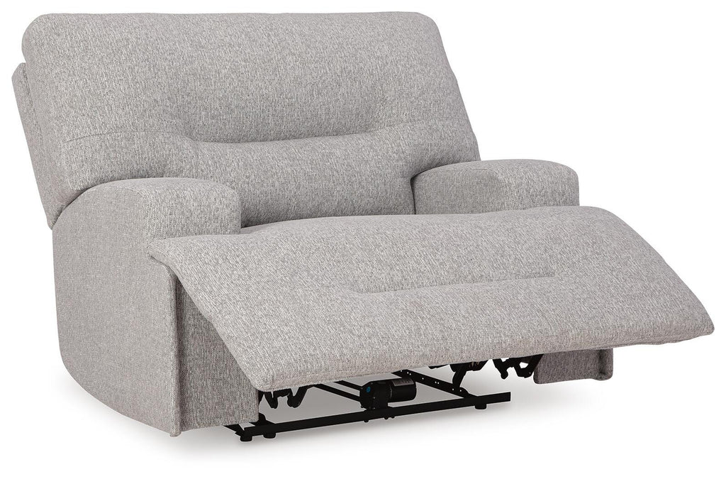 Acklen Place Oversized Power Recliner in Pewter, open view