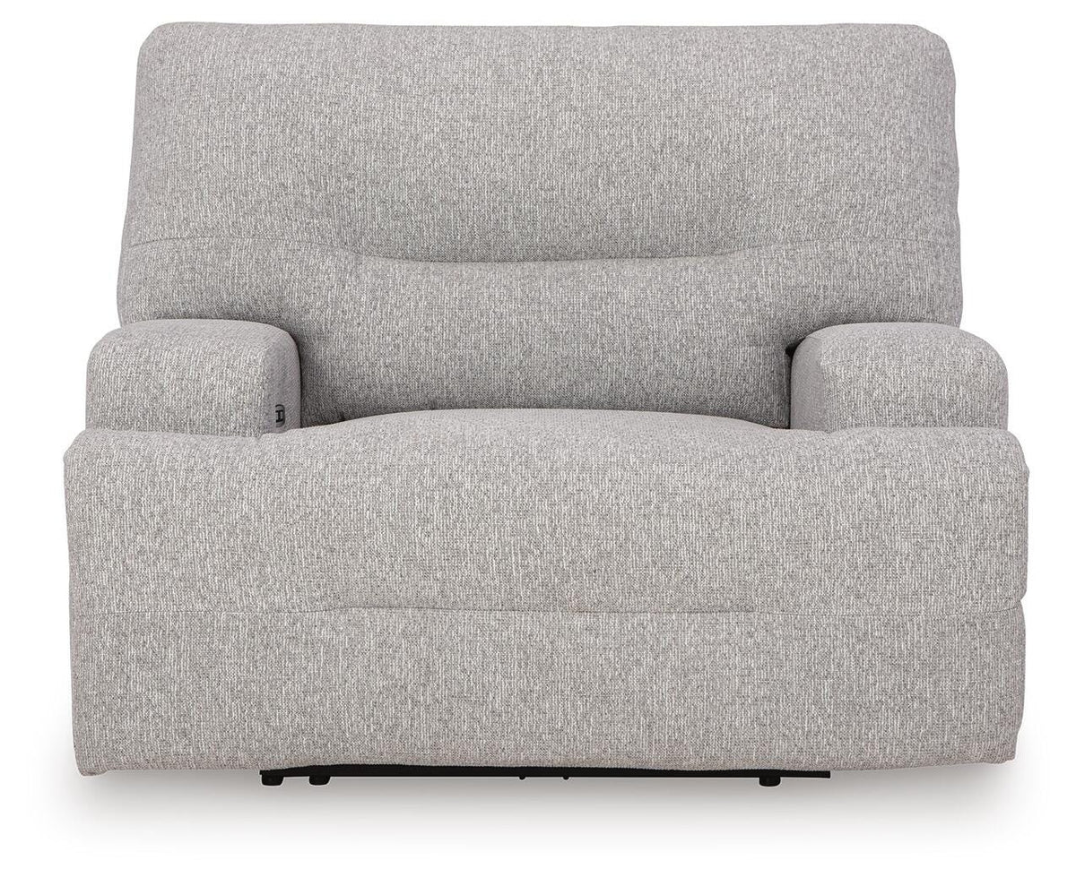 Acklen Place Oversized Power Recliner in Pewter, front view