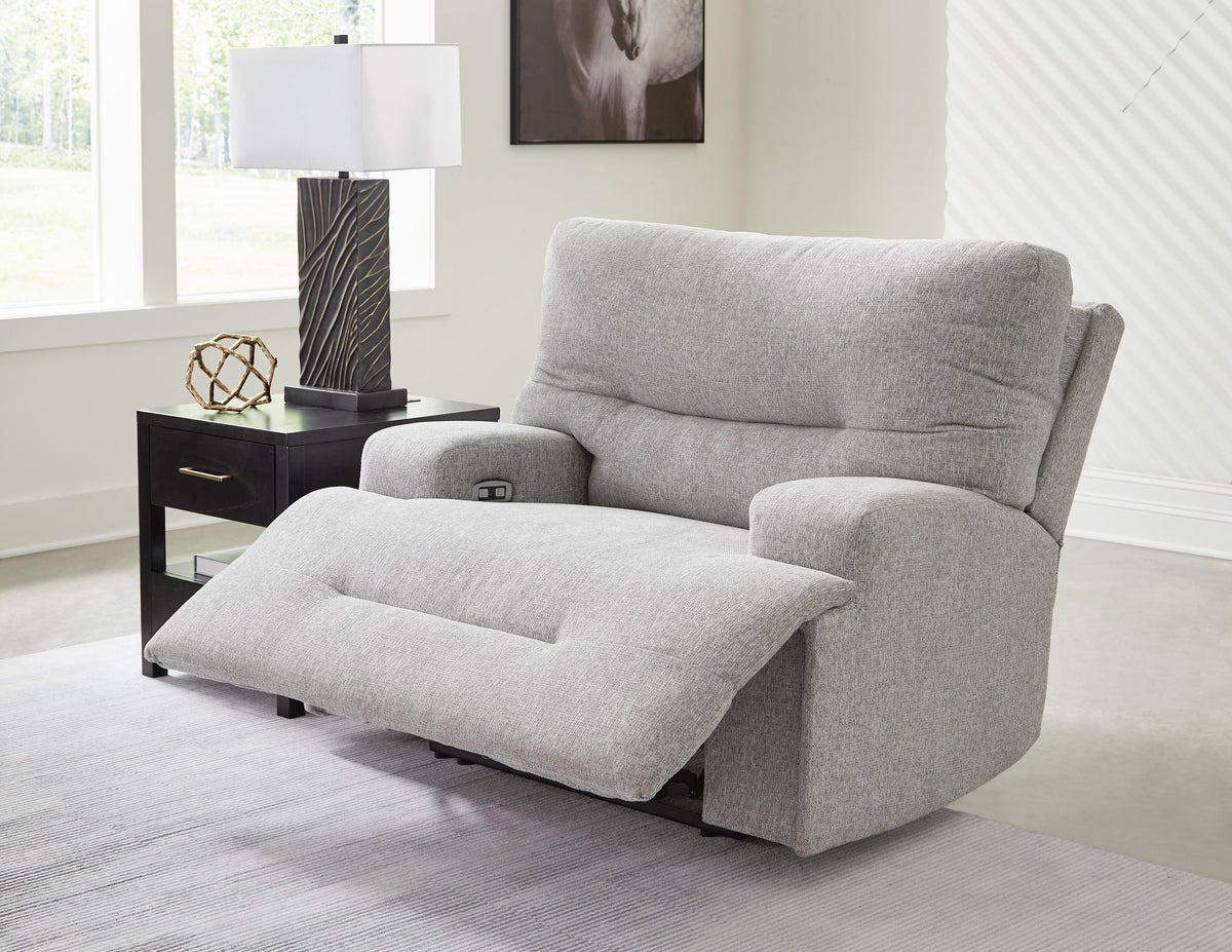 Acklen Place Oversized Power Recliner in Pewter, open view