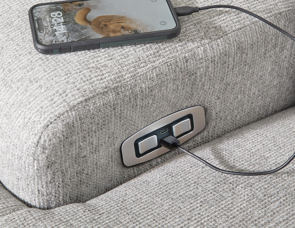 Acklen Place Oversized Power Recliner in Pewter, detail view