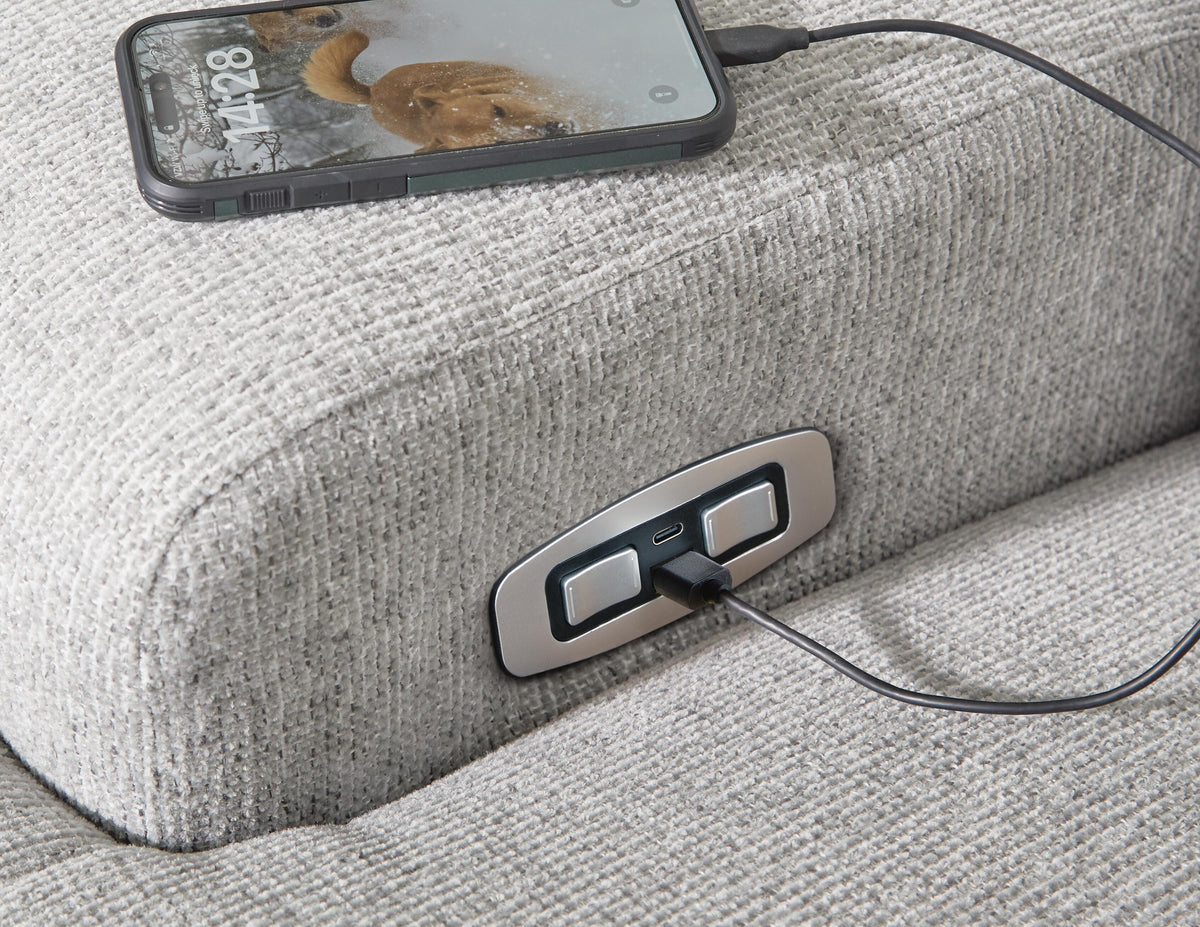 Acklen Place Oversized Power Recliner in Pewter, detail view
