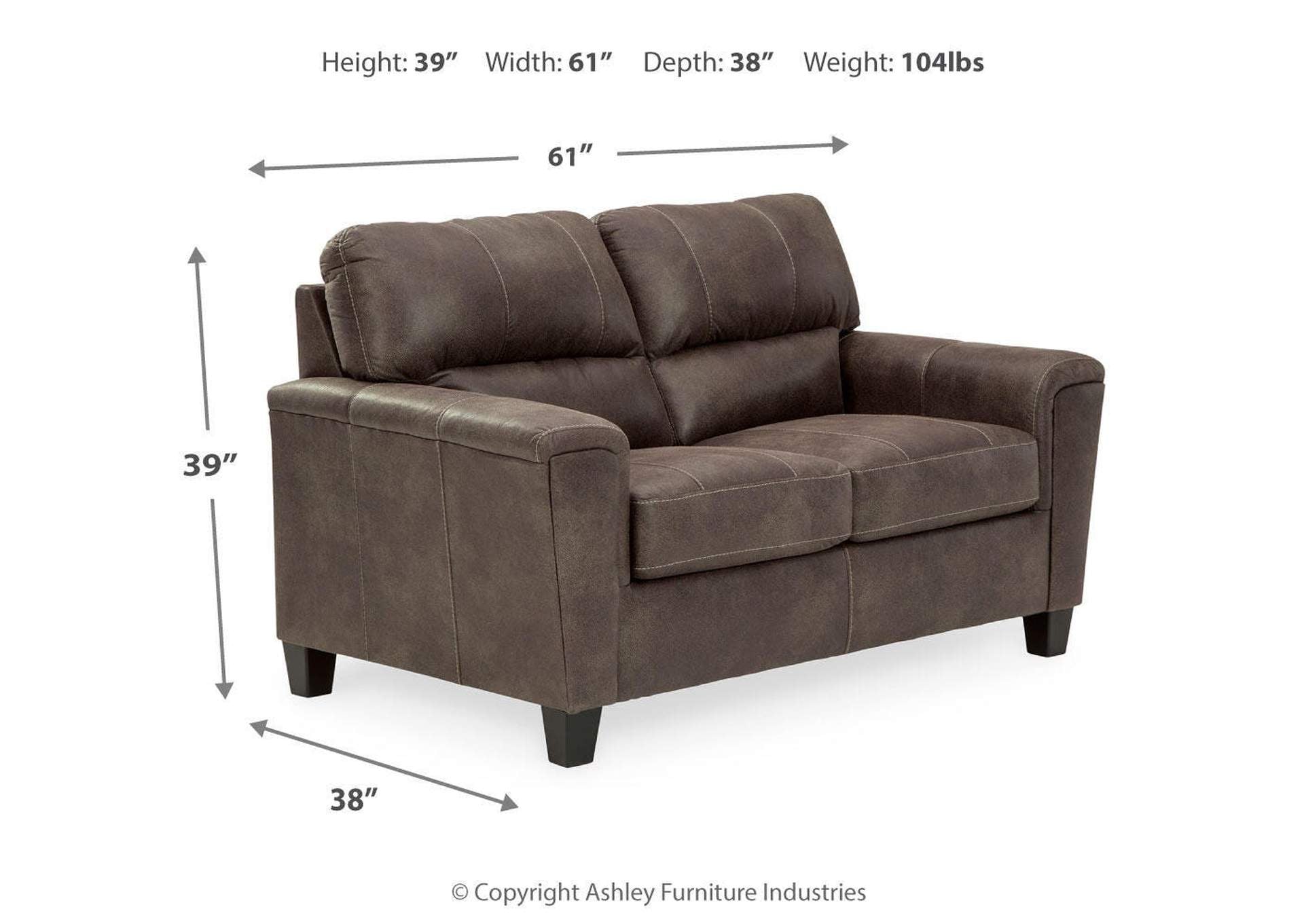Navi Loveseat dimensions