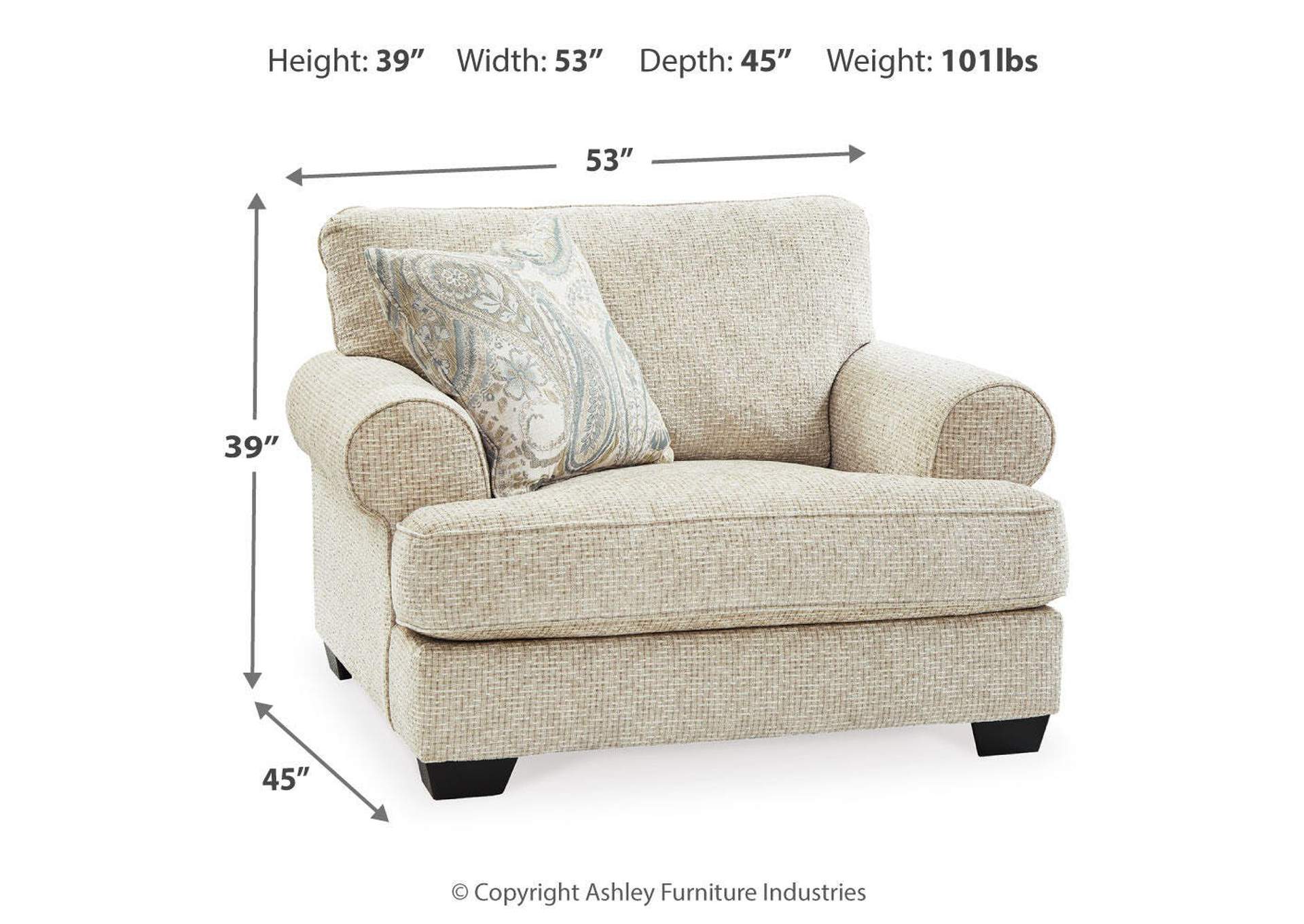 Monaghan Chair and Ottoman dimensions