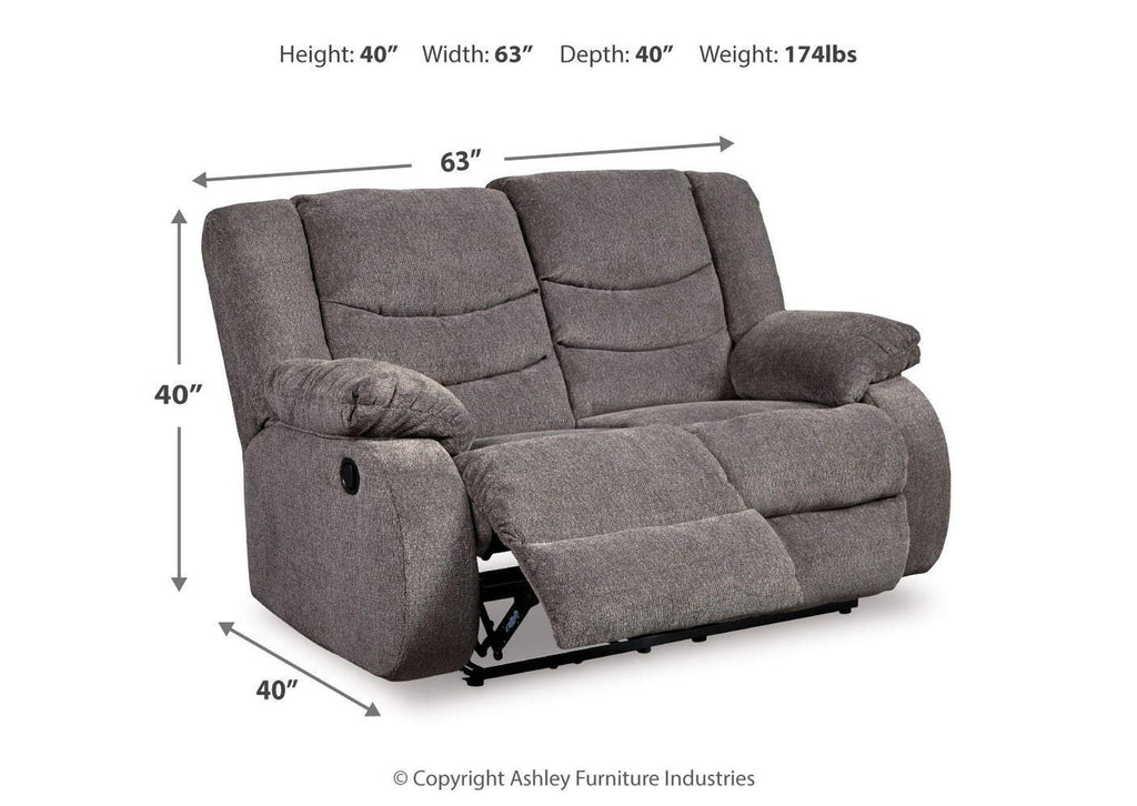 Tulen Reclining Sofa and Loveseat dimensions