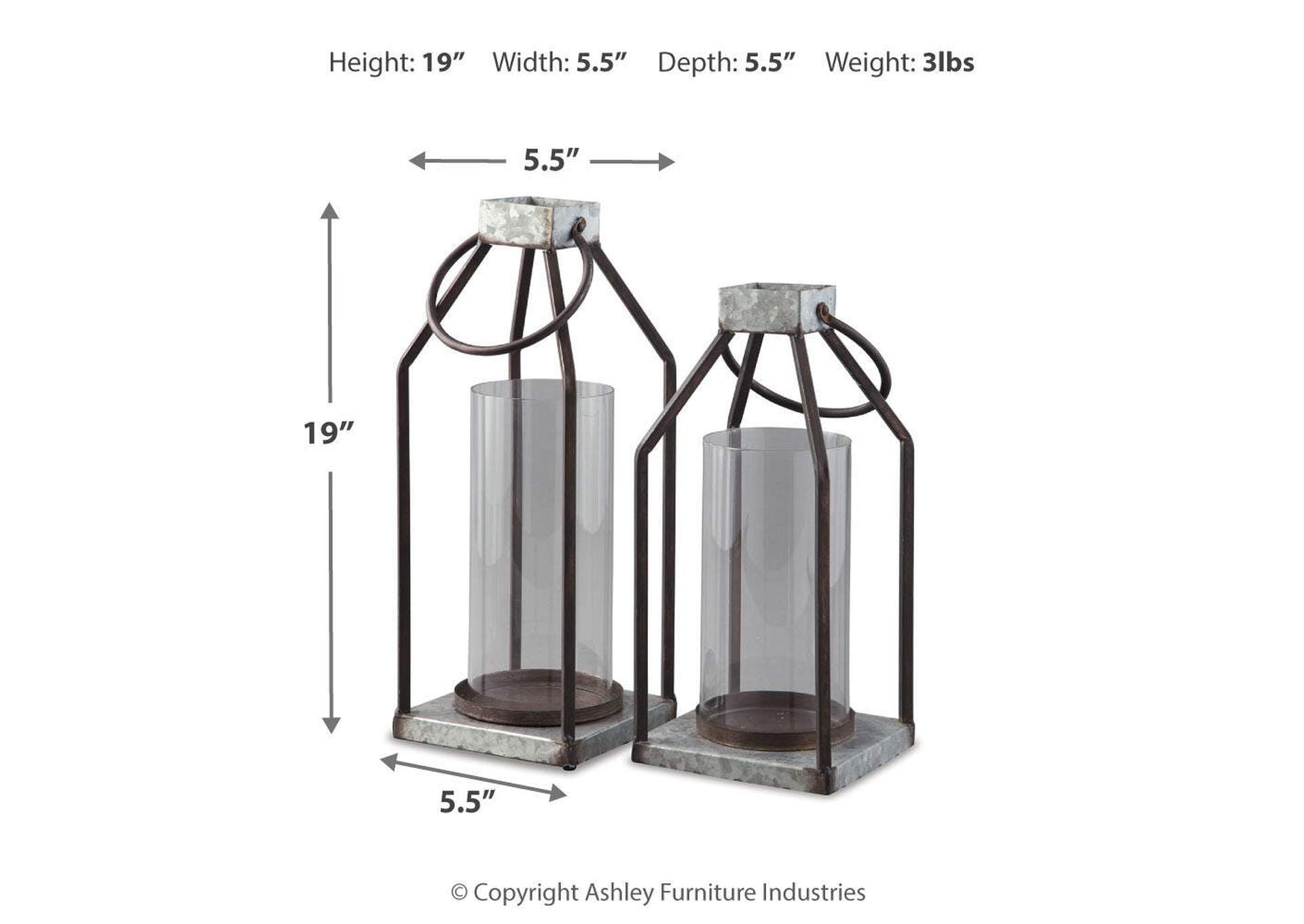 Diedrick Lantern (Set of 2) dimensions