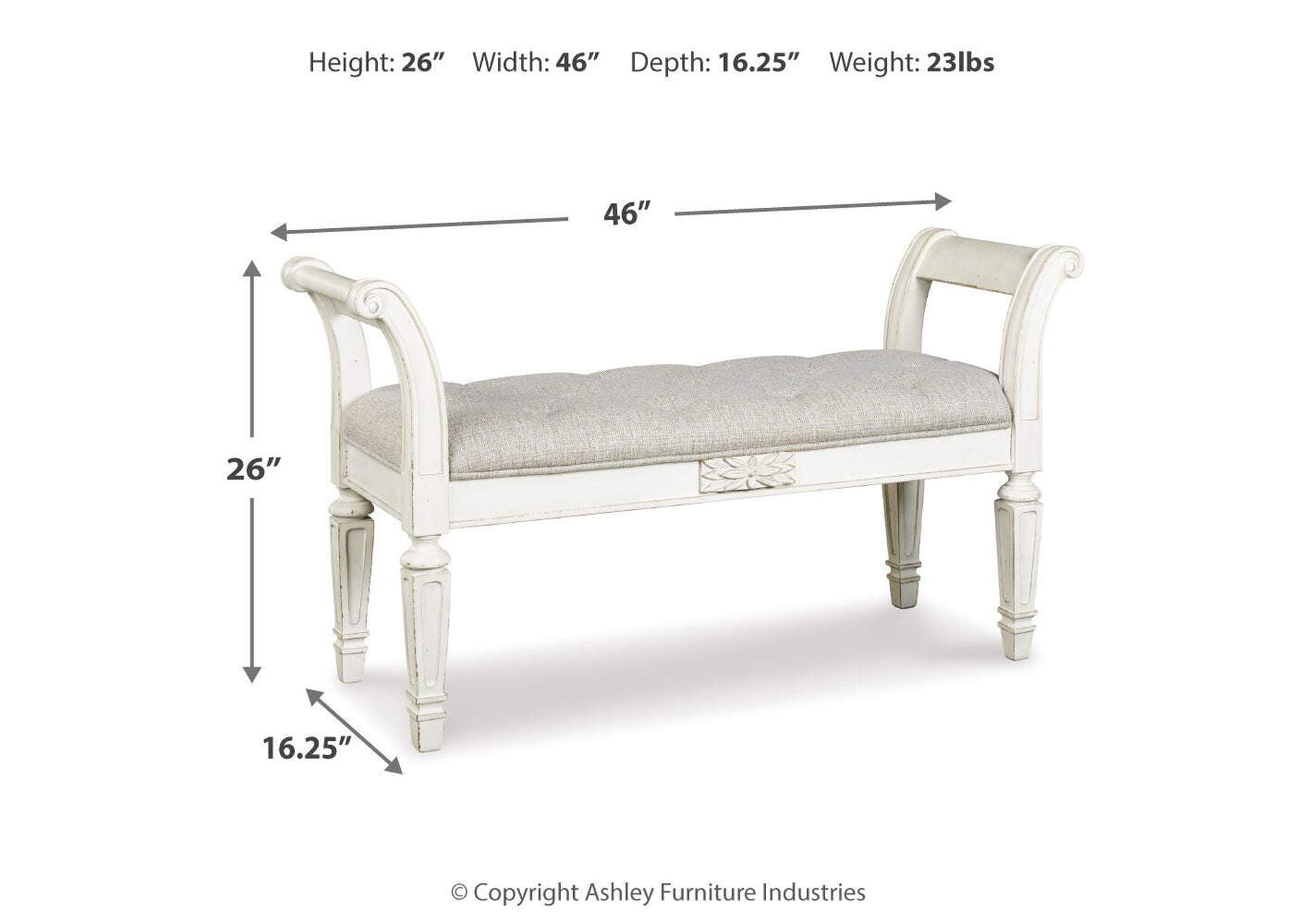 Realyn Accent Bench dimensions