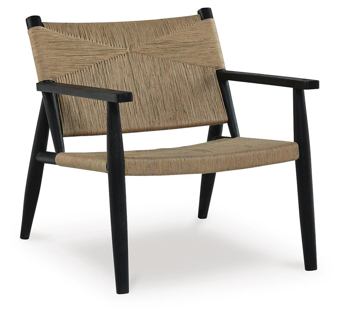 Halfmore Accent Chair in Black/Natural, angle view