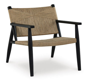 Halfmore Accent Chair in Black/Natural, angle view