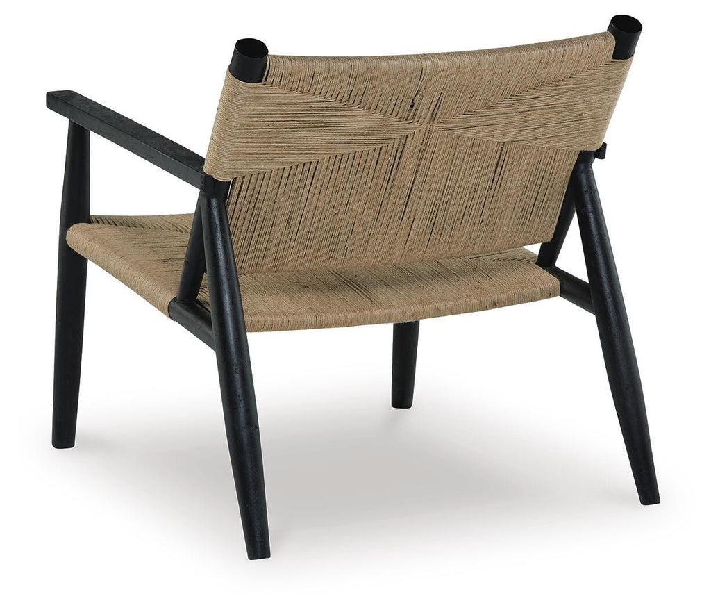 Halfmore Accent Chair in Black/Natural, back view