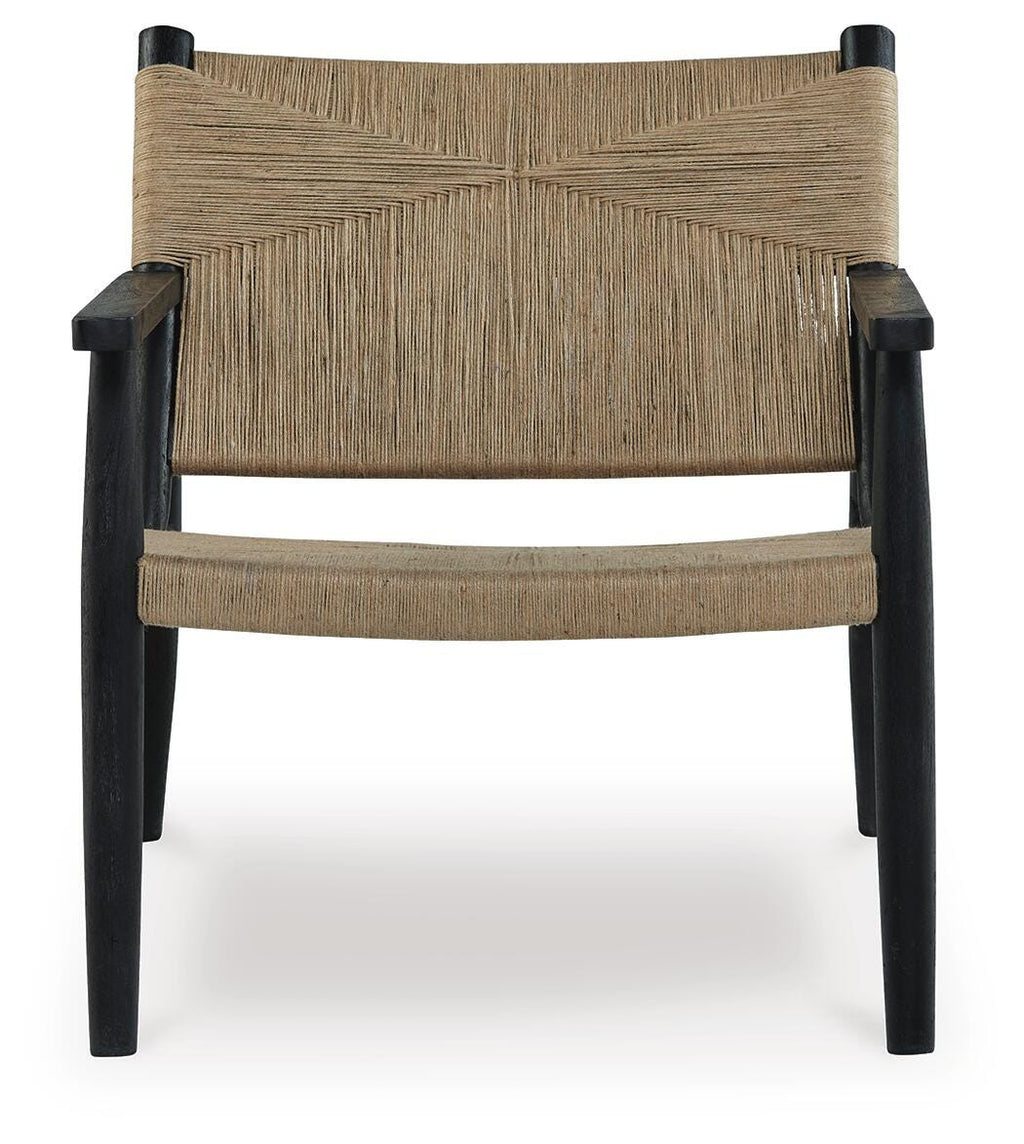Halfmore Accent Chair in Black/Natural, front view