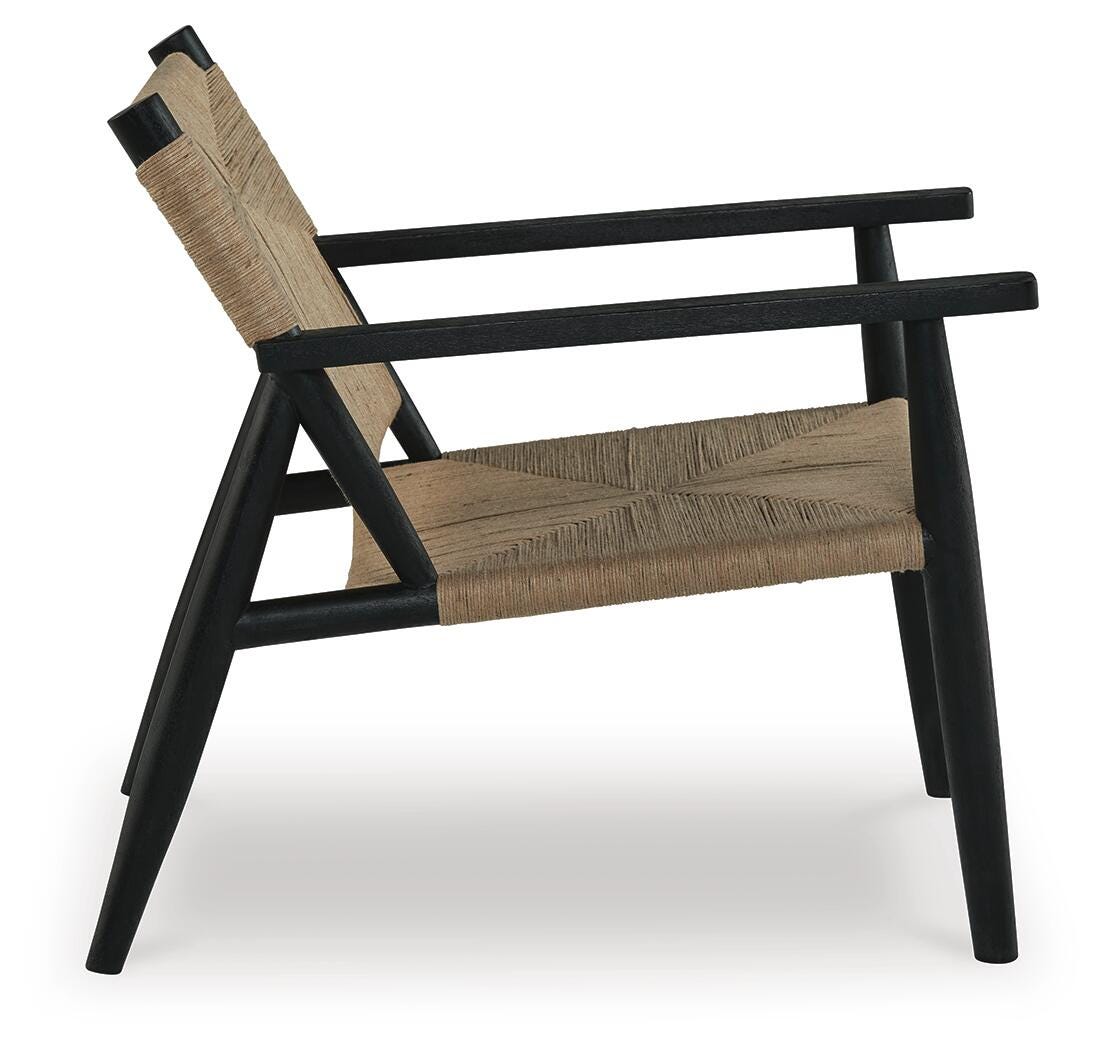 Halfmore Accent Chair in Black/Natural, side view