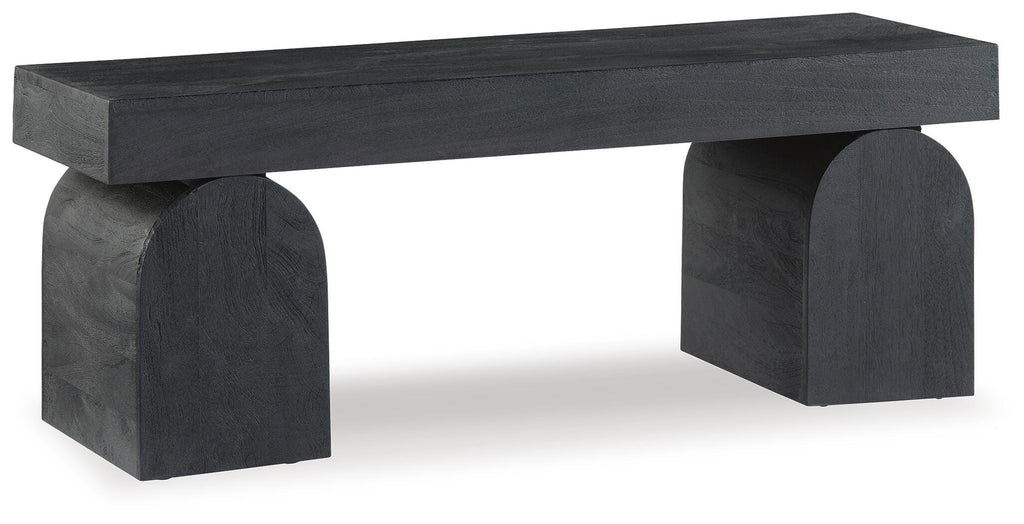 Holgrove Accent Bench in Black, angle view