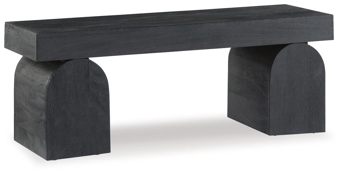 Holgrove Accent Bench in Black, angle view