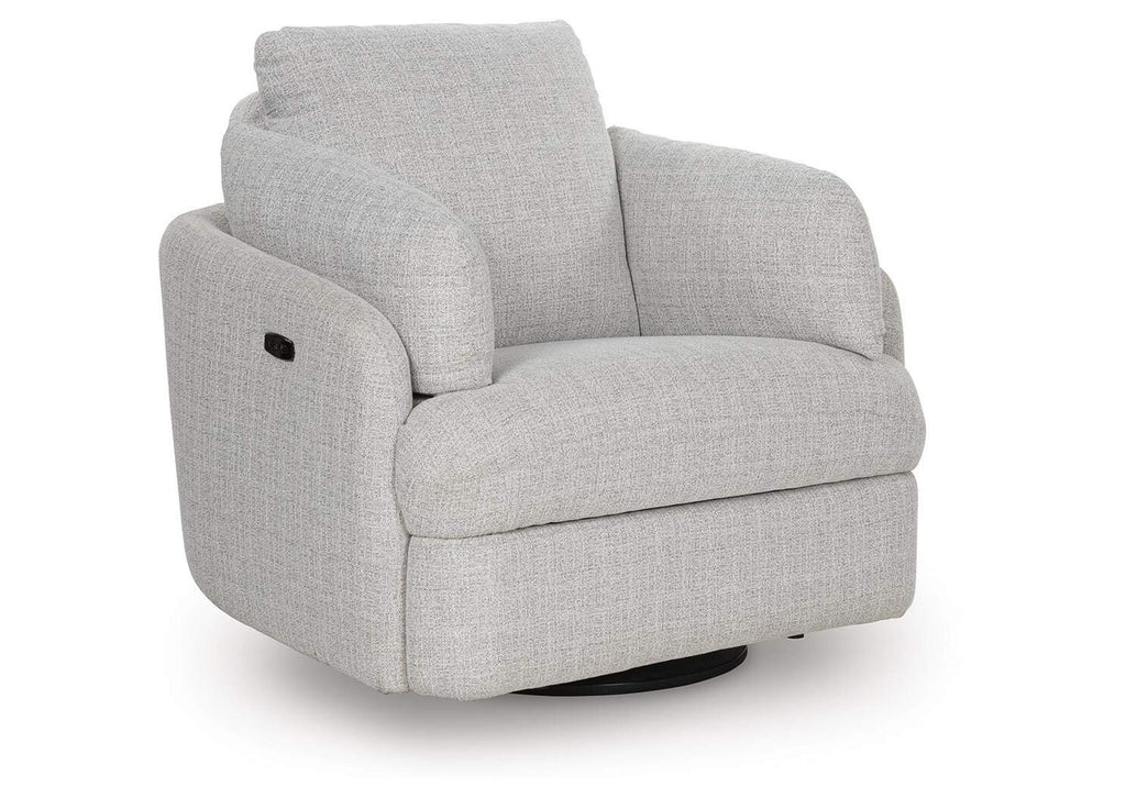 Alainmont Next-Gen Nuvella Swivel Power Recliner angled view