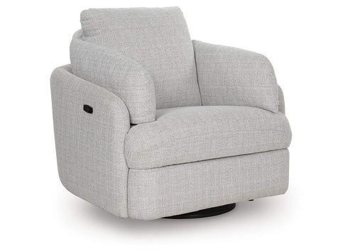 Alainmont Next-Gen Nuvella Swivel Power Recliner angled view