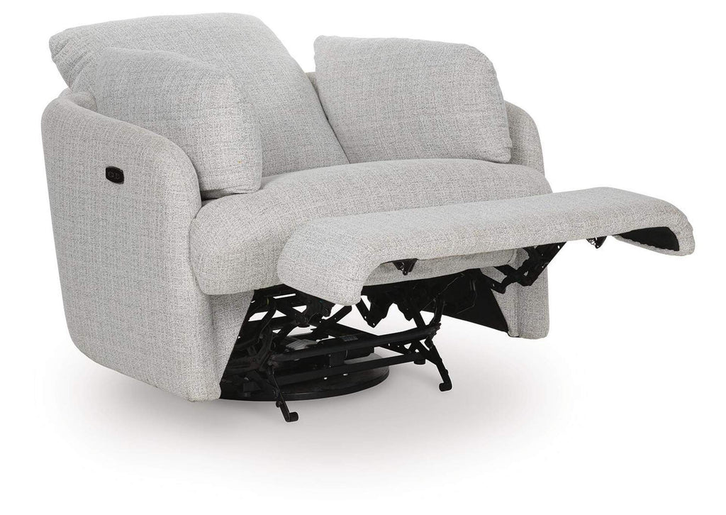 Alainmont Next-Gen Nuvella Swivel Power Recliner angled view