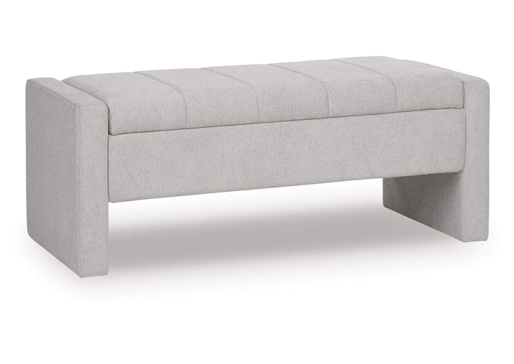 Akselman Storage Bench angled view