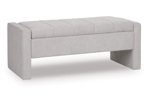Akselman Storage Bench angled view
