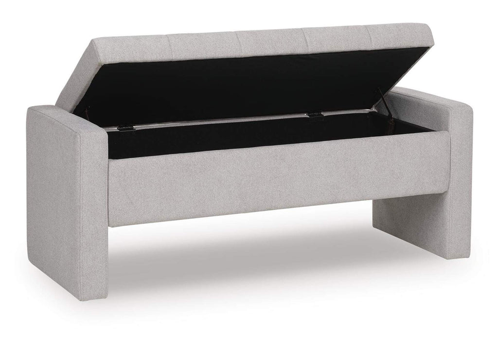 Akselman Storage Bench angled view