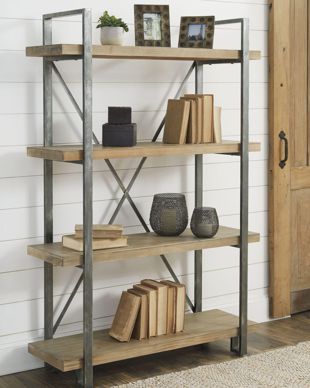 Forestmin Bookcase in Brown/Black, lifestyle view