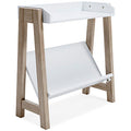 Blariden Small Bookcase in White/Tan, angle view