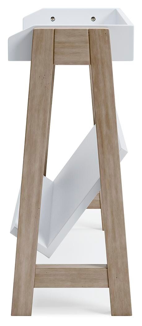 Blariden Small Bookcase in White/Tan, alternate side view