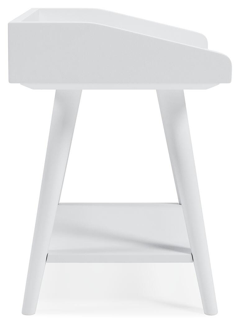 Blariden Accent Table in White, side view