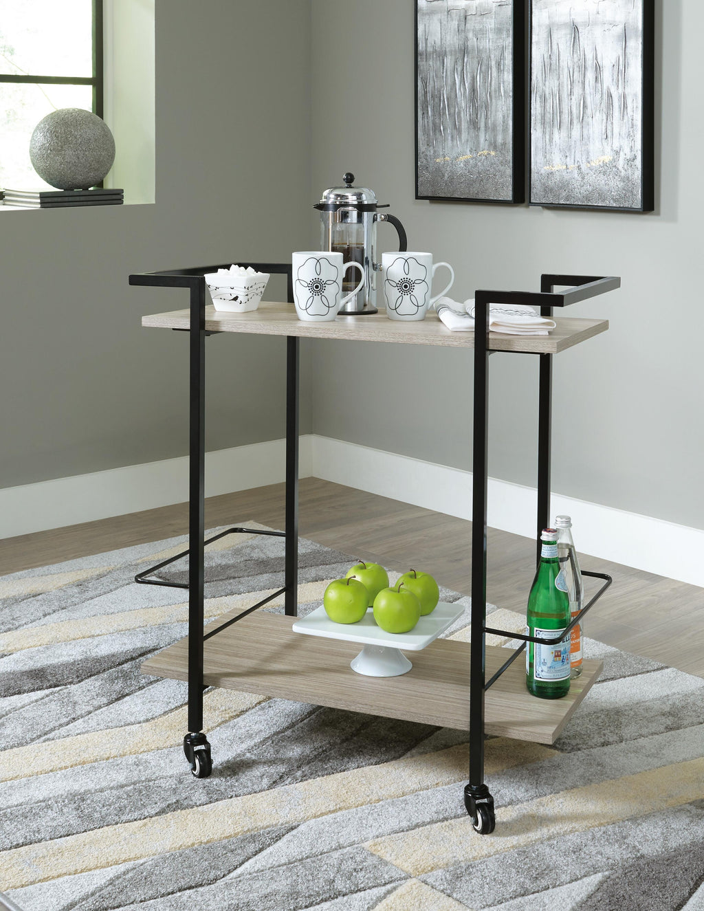 Waylowe Bar Cart in Brown/Black, alternate view 3