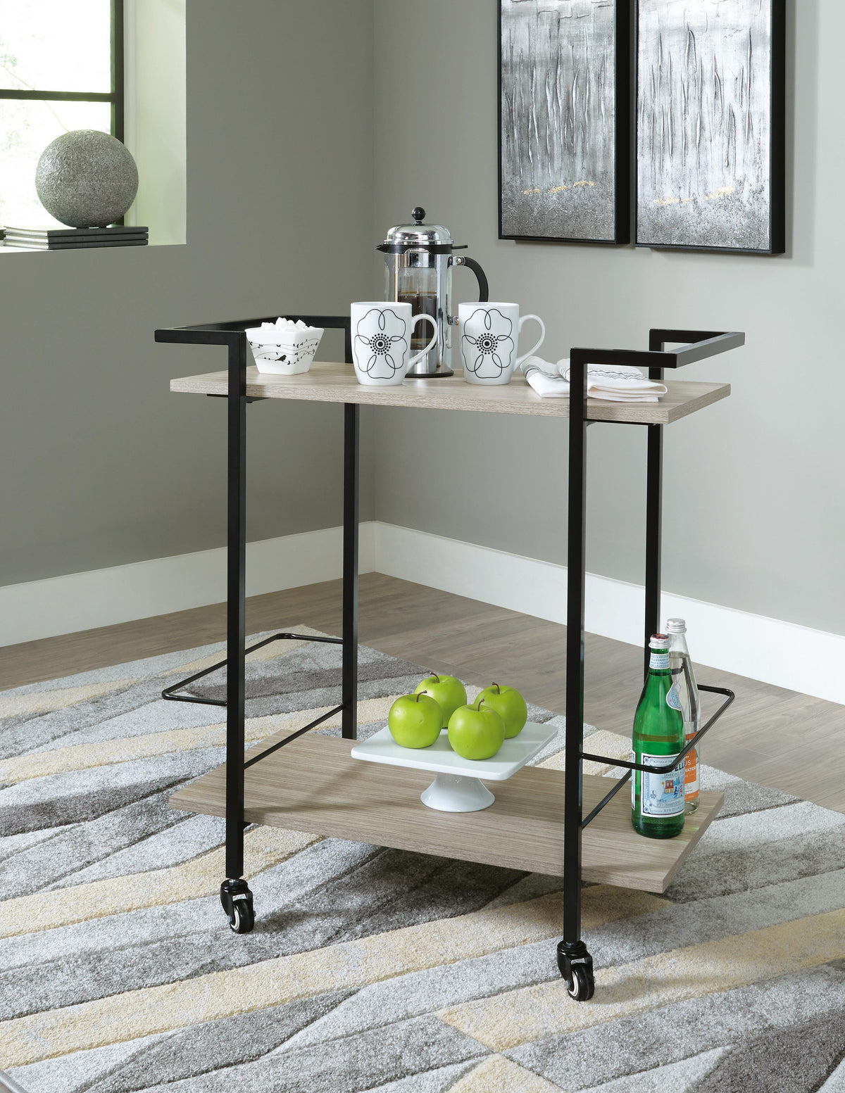 Waylowe Bar Cart in Brown/Black, alternate view 3